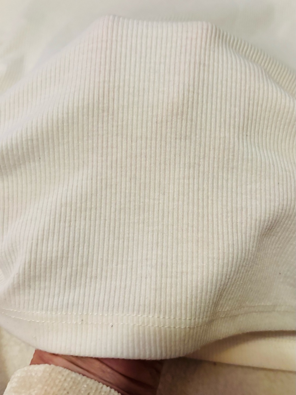 ZARA Cream Ribbed Short Sleeve Top with Side Tie Ruching Size Large EUC - Picture 6 of 6